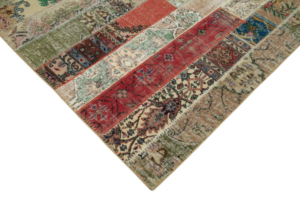 Kırk Yama Gri Patchwork Pamuk Yün El Dokuma Halısı 202x308 Agacan