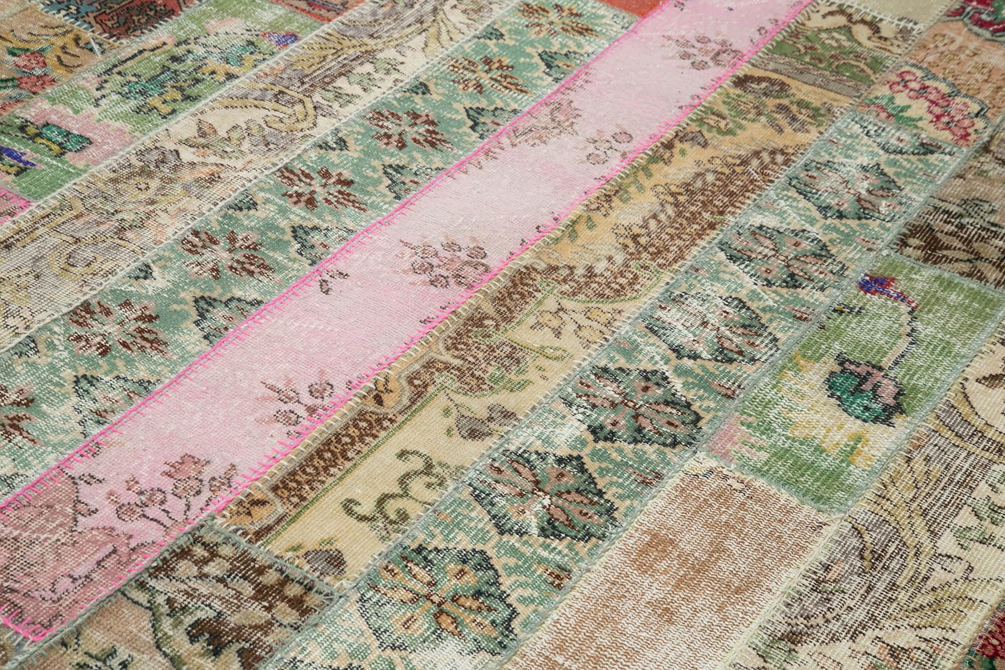 Kırk Yama Gri Patchwork Pamuk Yün El Dokuma Halısı 202x308 Agacan