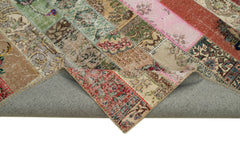 Kırk Yama Gri Patchwork Pamuk Yün El Dokuma Halısı 202x308 Agacan