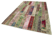 Kırk Yama Kırmızı Patchwork Pamuk Yün El Dokuma Halısı 200x305 Agacan
