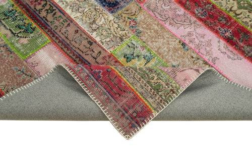 Kırk Yama Kırmızı Patchwork Pamuk Yün El Dokuma Halısı 200x305 Agacan