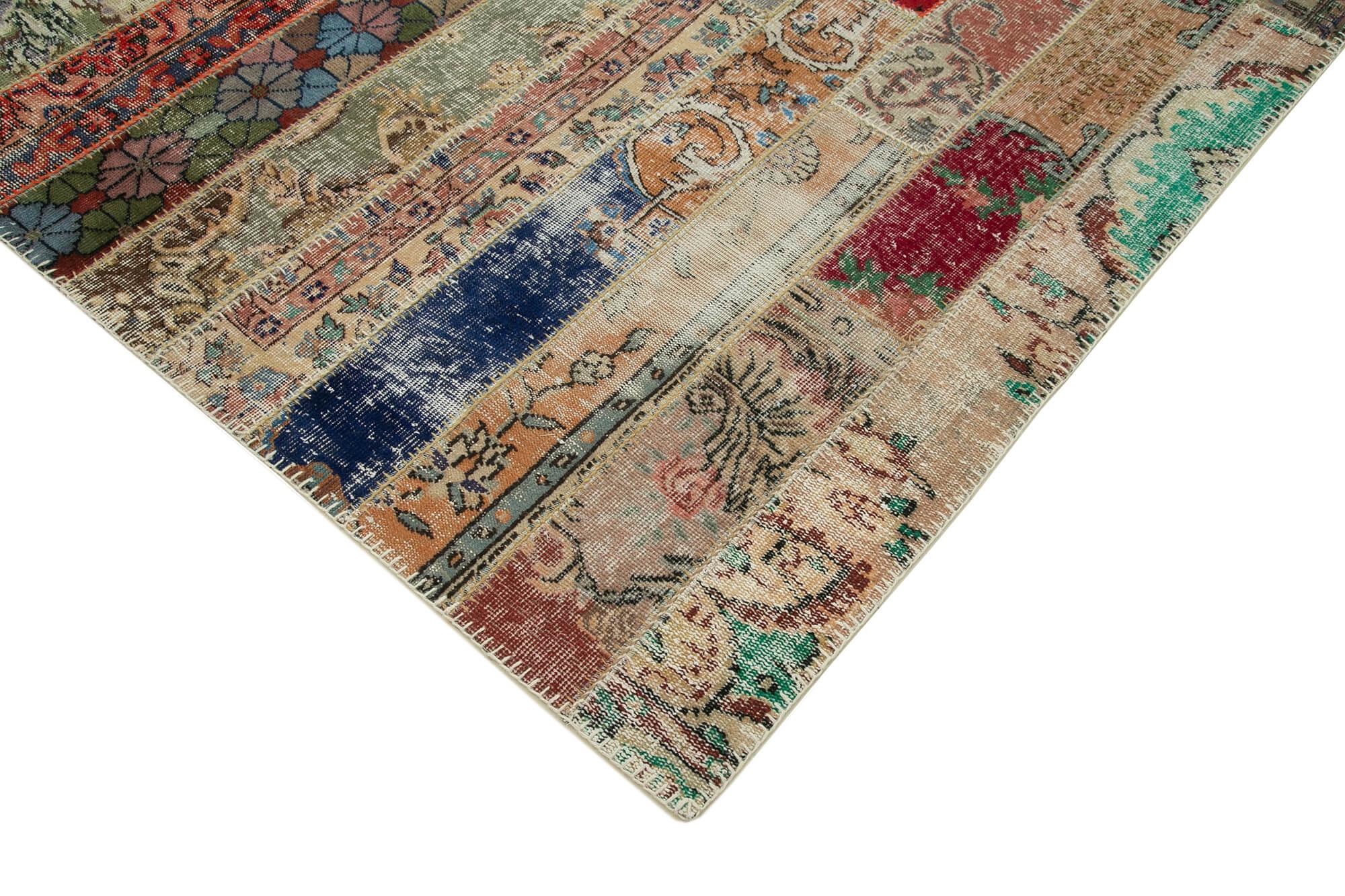 Kırk Yama Gri Patchwork Pamuk Yün El Dokuma Halısı 199x305 Agacan