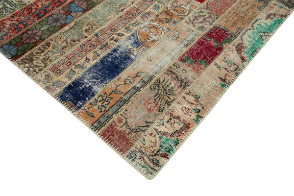 Kırk Yama Gri Patchwork Pamuk Yün El Dokuma Halısı 199x305 Agacan