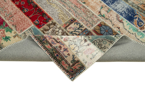 Kırk Yama Gri Patchwork Pamuk Yün El Dokuma Halısı 199x305 Agacan