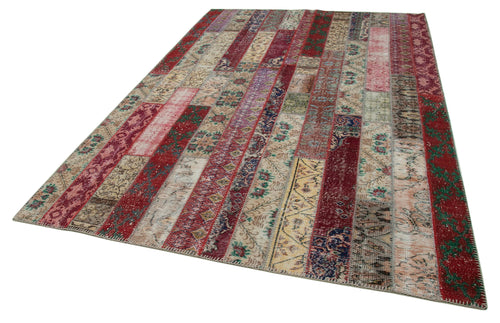 Kırk Yama Gri Patchwork Pamuk Yün El Dokuma Halısı 203x305 Agacan