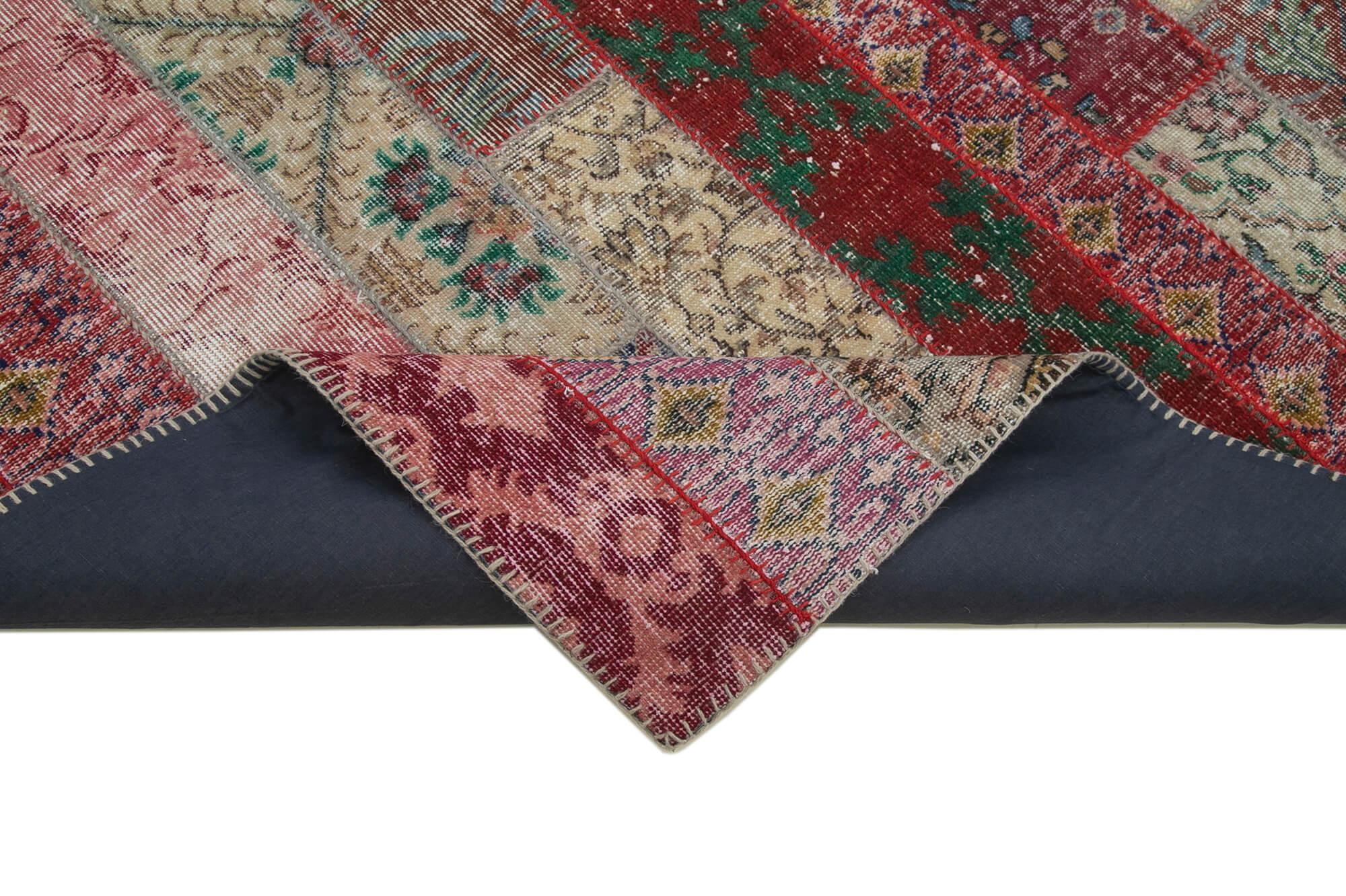 Kırk Yama Gri Patchwork Pamuk Yün El Dokuma Halısı 203x305 Agacan