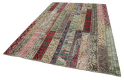 Kırk Yama Gri Patchwork Pamuk Yün El Dokuma Halısı 202x298 Agacan