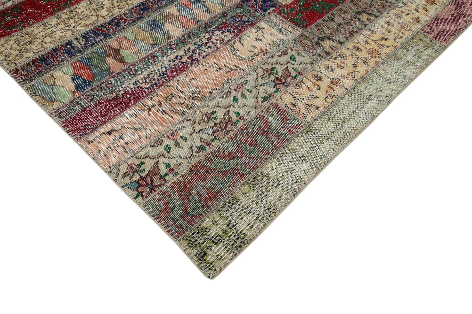 Kırk Yama Gri Patchwork Pamuk Yün El Dokuma Halısı 202x298 Agacan
