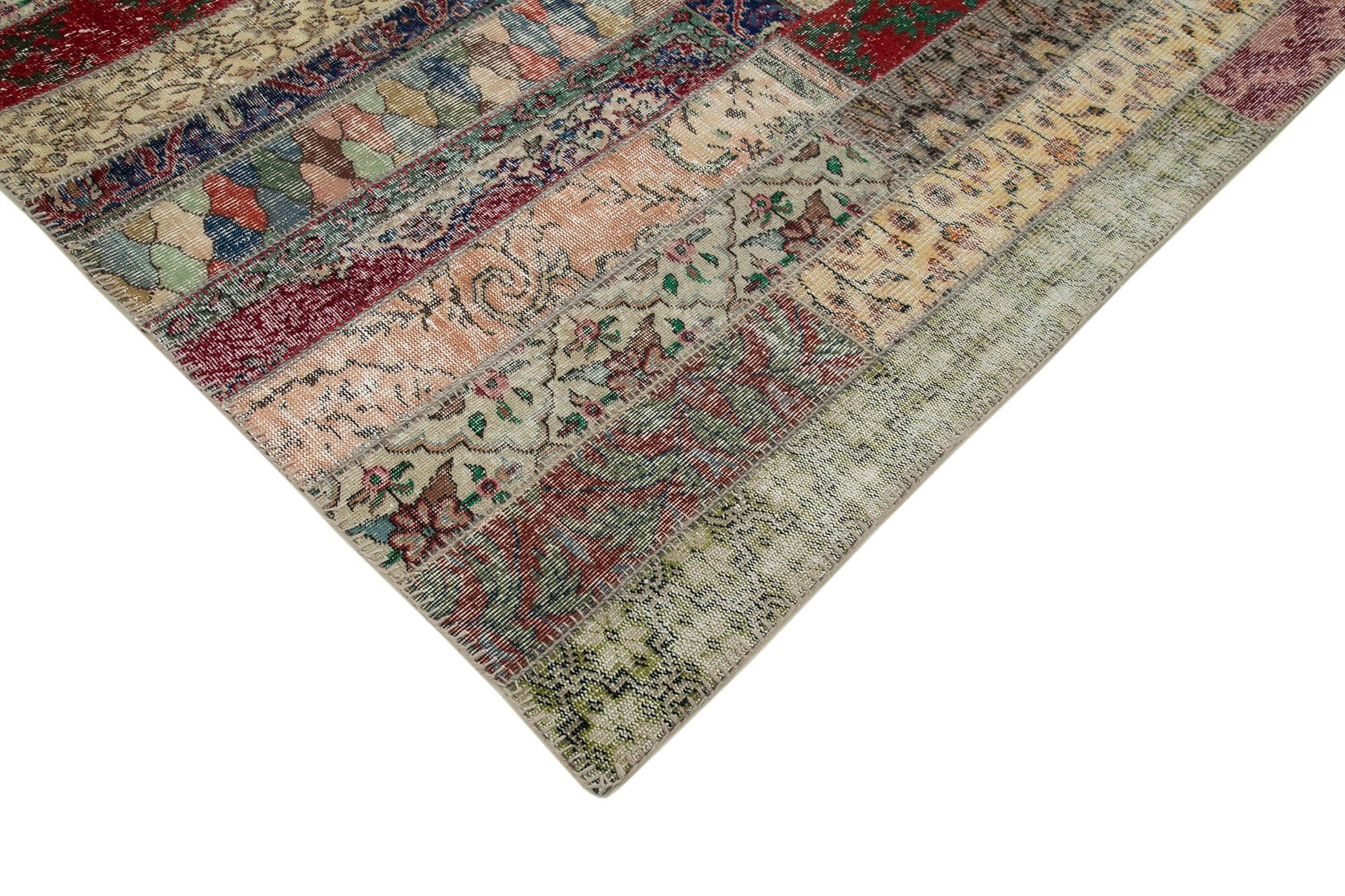 Kırk Yama Gri Patchwork Pamuk Yün El Dokuma Halısı 202x298 Agacan