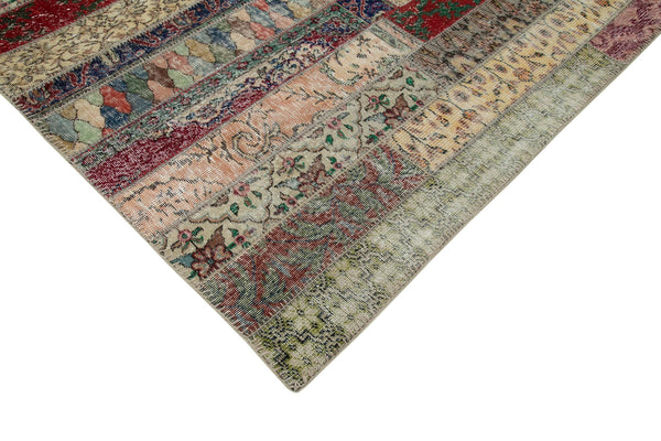 Kırk Yama Gri Patchwork Pamuk Yün El Dokuma Halısı 202x298 Agacan