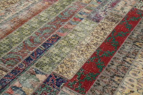 Kırk Yama Gri Patchwork Pamuk Yün El Dokuma Halısı 202x298 Agacan