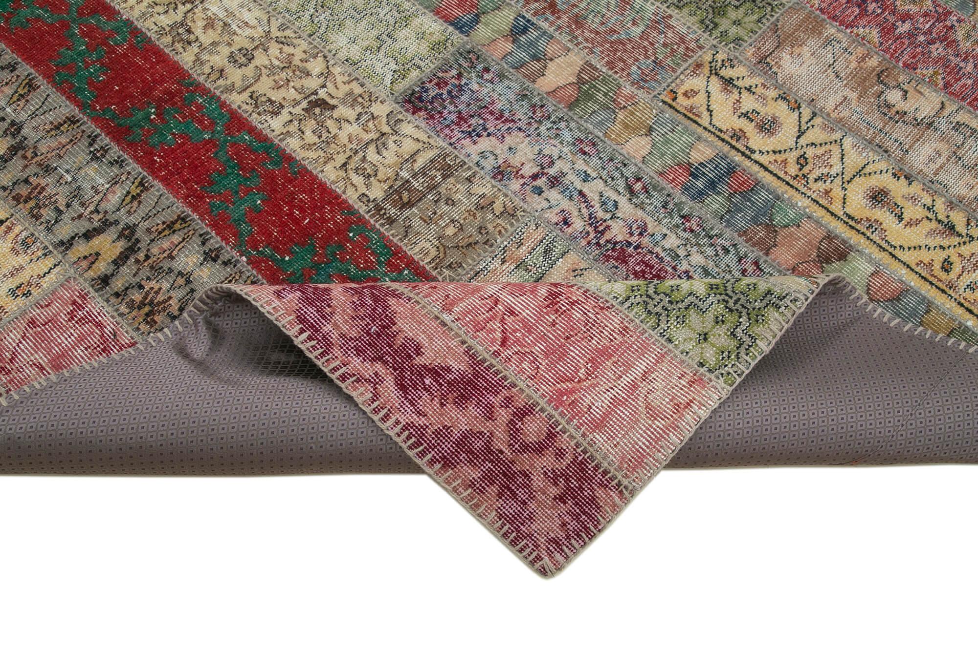 Kırk Yama Gri Patchwork Pamuk Yün El Dokuma Halısı 202x298 Agacan