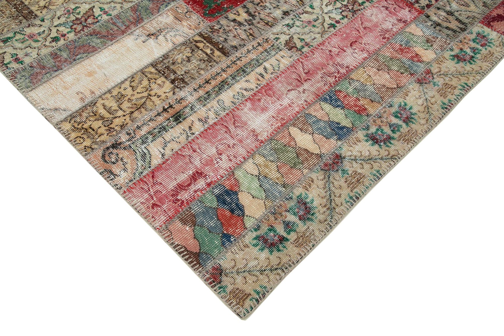 Kırk Yama Gri Patchwork Pamuk Yün El Dokuma Halısı 203x304 Agacan