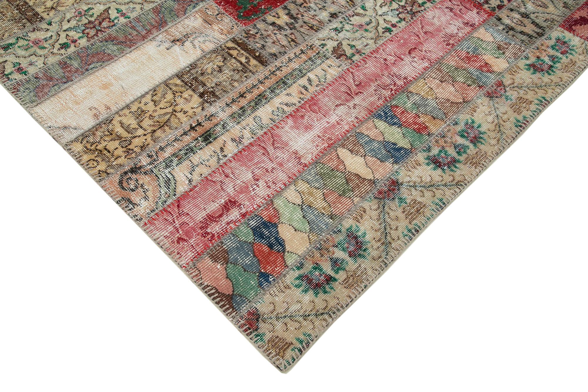 Kırk Yama Gri Patchwork Pamuk Yün El Dokuma Halısı 203x304 Agacan