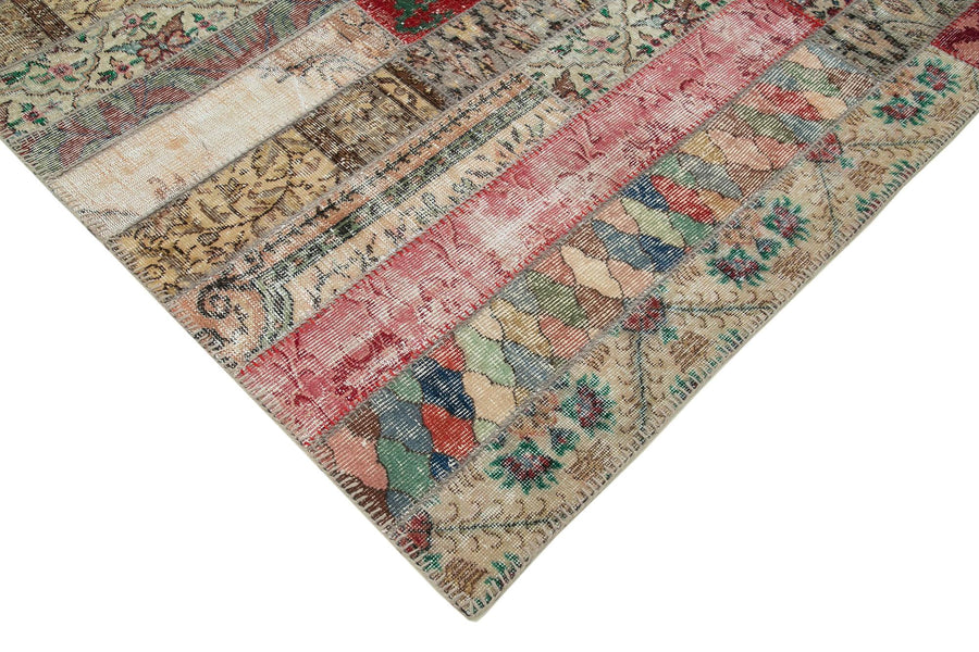 Bunter Patchwork Teppich Handgewebt 203x304 cm – im Wohnzimmer