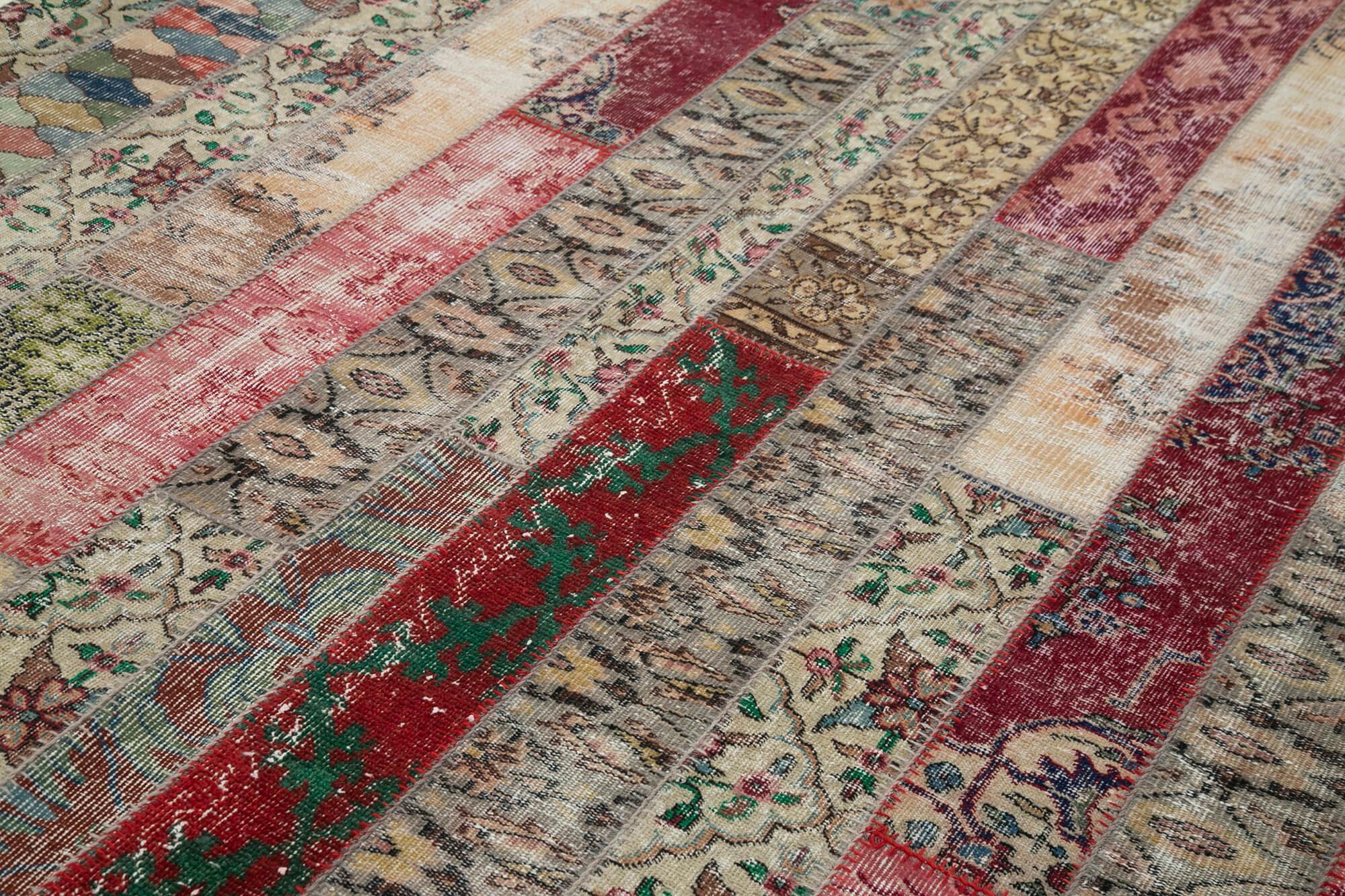 Kırk Yama Gri Patchwork Pamuk Yün El Dokuma Halısı 203x304 Agacan