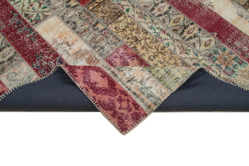 Kırk Yama Gri Patchwork Pamuk Yün El Dokuma Halısı 203x304 Agacan