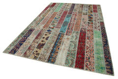 Kırk Yama Gri Patchwork Pamuk Yün El Dokuma Halısı 204x308 Agacan