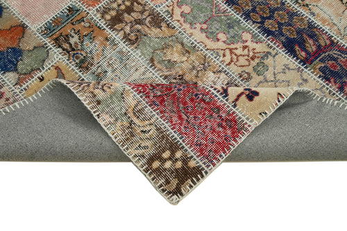 Kırk Yama Gri Patchwork Pamuk Yün El Dokuma Halısı 204x308 Agacan