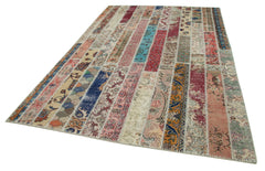 Kırk Yama Gri Patchwork Pamuk Yün El Dokuma Halısı 206x306 Agacan