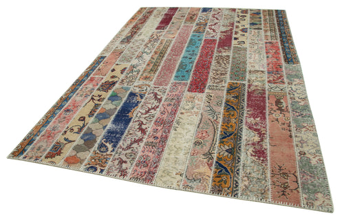 Kırk Yama Gri Patchwork Pamuk Yün El Dokuma Halısı 206x306 Agacan