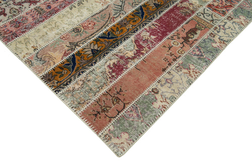 Kırk Yama Gri Patchwork Pamuk Yün El Dokuma Halısı 206x306 Agacan