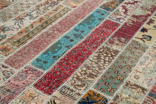 Kırk Yama Gri Patchwork Pamuk Yün El Dokuma Halısı 206x306 Agacan