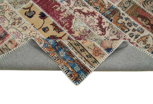 Kırk Yama Gri Patchwork Pamuk Yün El Dokuma Halısı 206x306 Agacan