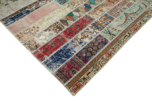 Kırk Yama Gri Patchwork Pamuk Yün El Dokuma Halısı 206x306 Agacan