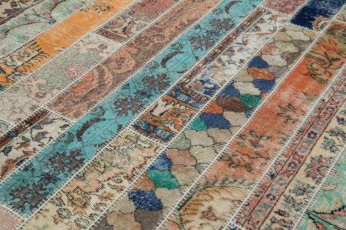 Kırk Yama Gri Patchwork Pamuk Yün El Dokuma Halısı 206x306 Agacan
