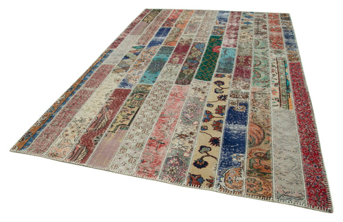 Kırk Yama Kırmızı Patchwork Pamuk Yün El Dokuma Halısı 203x307 Agacan