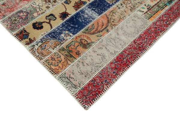 Kırk Yama Kırmızı Patchwork Pamuk Yün El Dokuma Halısı 203x307 Agacan