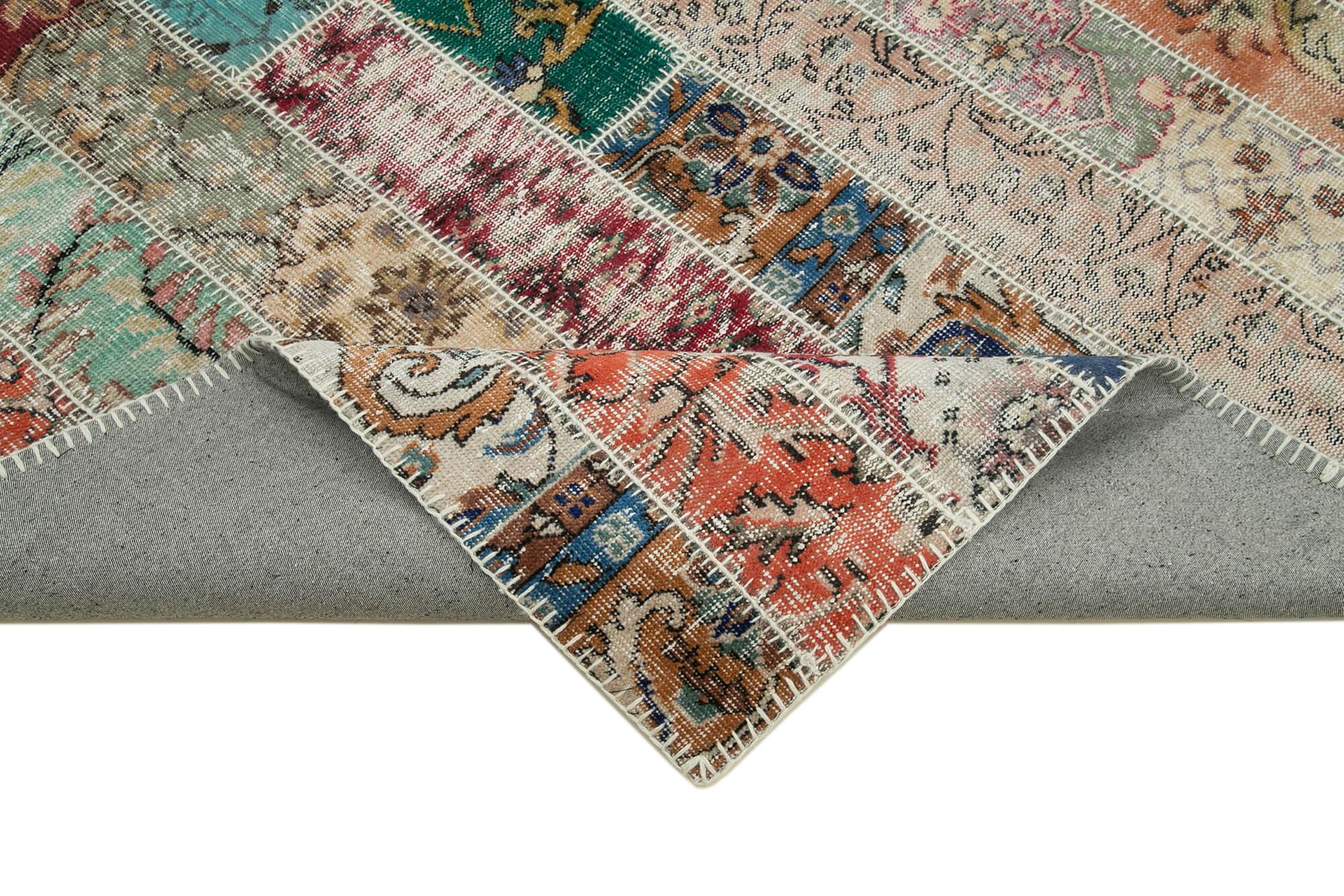 Kırk Yama Kırmızı Patchwork Pamuk Yün El Dokuma Halısı 203x307 Agacan