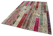 Kırk Yama Gri Patchwork Pamuk Yün El Dokuma Halısı 203x308 Agacan