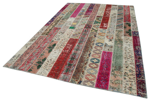 Kırk Yama Gri Patchwork Pamuk Yün El Dokuma Halısı 203x308 Agacan