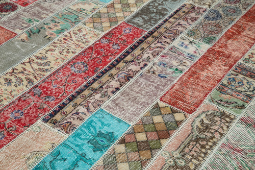 Kırk Yama Gri Patchwork Pamuk Yün El Dokuma Halısı 204x306 Agacan