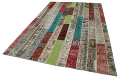 Kırk Yama Gri Patchwork Pamuk Yün El Dokuma Halısı 203x308 Agacan