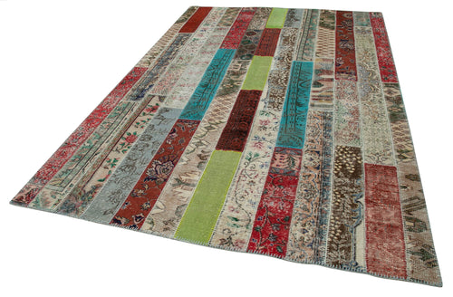 Kırk Yama Gri Patchwork Pamuk Yün El Dokuma Halısı 203x308 Agacan