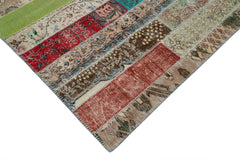 Kırk Yama Gri Patchwork Pamuk Yün El Dokuma Halısı 203x308 Agacan