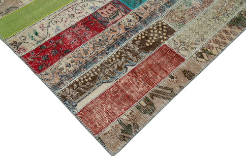Kırk Yama Gri Patchwork Pamuk Yün El Dokuma Halısı 203x308 Agacan