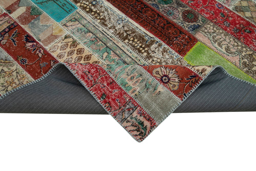 Kırk Yama Gri Patchwork Pamuk Yün El Dokuma Halısı 203x308 Agacan