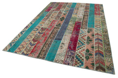 Kırk Yama Gri Patchwork Pamuk Yün El Dokuma Halısı 204x306 Agacan