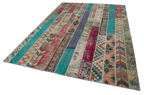 Kırk Yama Gri Patchwork Pamuk Yün El Dokuma Halısı 204x306 Agacan