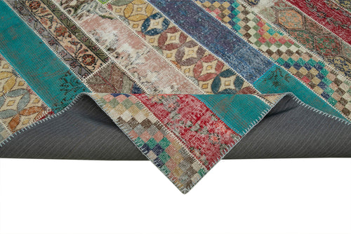 Kırk Yama Gri Patchwork Pamuk Yün El Dokuma Halısı 204x306 Agacan