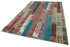 Kırk Yama Gri Patchwork Pamuk Yün El Dokuma Halısı 204x308 Agacan