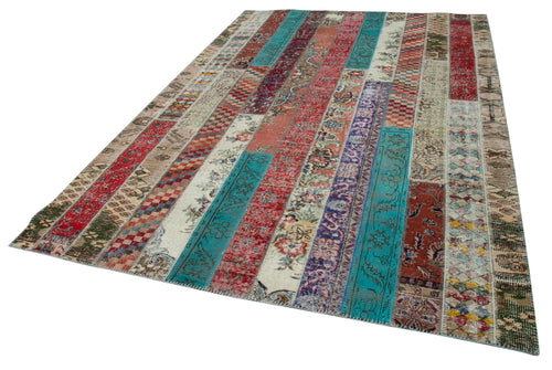 Kırk Yama Gri Patchwork Pamuk Yün El Dokuma Halısı 204x308 Agacan