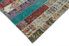 Kırk Yama Gri Patchwork Pamuk Yün El Dokuma Halısı 204x308 Agacan