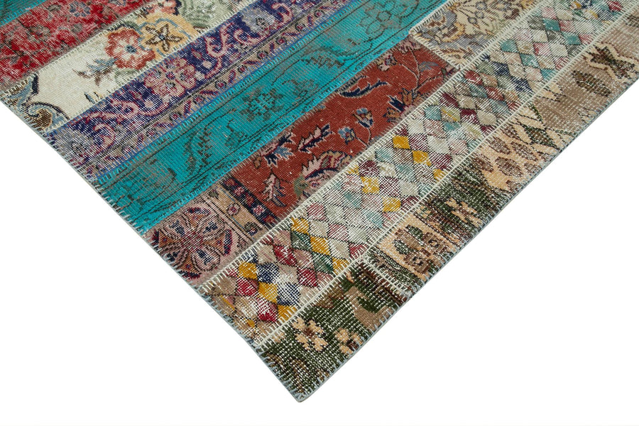 Vintage Patchwork Çok Renkli Modern Desenli Halı 204x308 cm – Koridor kullanımı