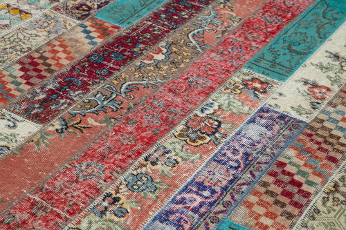 Kırk Yama Gri Patchwork Pamuk Yün El Dokuma Halısı 204x308 Agacan