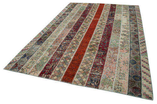 Kırk Yama Gri Patchwork Pamuk Yün El Dokuma Halısı 202x308 Agacan